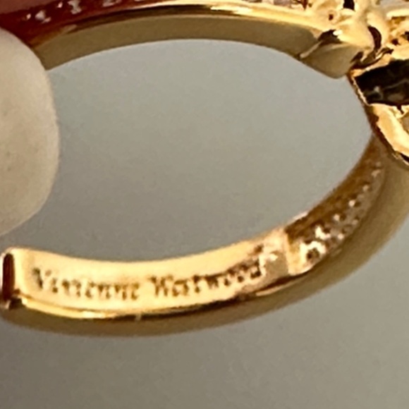 Vivienne Westwood hoops Gold Earrings with Crystal Accents​ - Picture 5 of 7